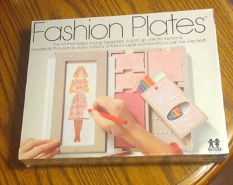 Vintage Hasbro FASHION PLATES Drawing Toy Complete Set 1980s