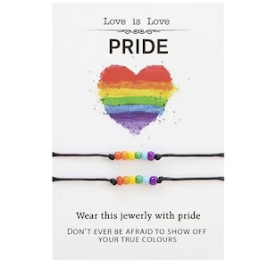 Pride Bracelet Rainbow Bracelet Bead Bracelet Pride Month Bracelet Glass Beads Pride Jewelry Bracelet Set Adjustable Bracelet Couples Gift