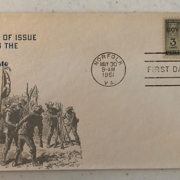 United Confederate Veterans stamp, FDC 1951 Final Reunion - M. Sanders cachet