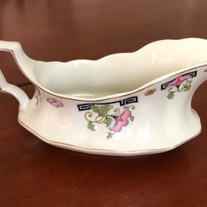 Vintage Johnson Bros. England Gravy Boat Pitcher &quot;Pink Morning Glory&quot;