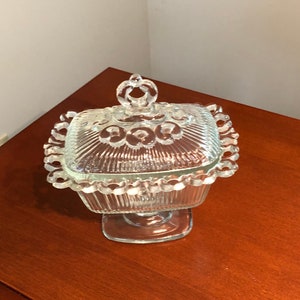 Vintage Indiana Glass Candy Dish With Lid - or Compote Dish Butter Dish