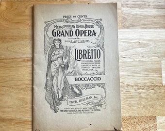 1931 Metropolitan Opera Boccaccio Libretto: Original Italian, French, German