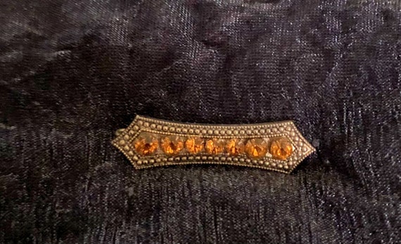 Vintage Brooch With Seven Amber Stones Antique El… - image 5