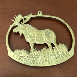 Vintage Loyal Order of Moose Brass Trivet - Wall Hanging