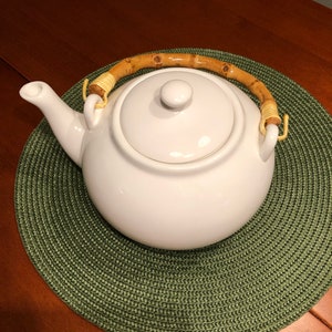 Bamboo Handle Teapot - Pottery Barn - Vintage 5-Cup Teapot