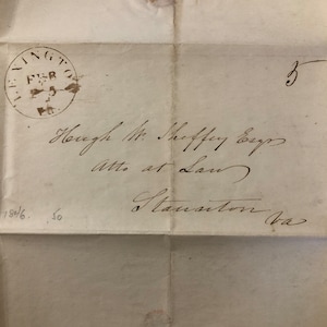 1846 Letter of Debt Release To Virginia Politician Hugh W. Sheffey, Then Attorney and Later Virginia Speaker of the House