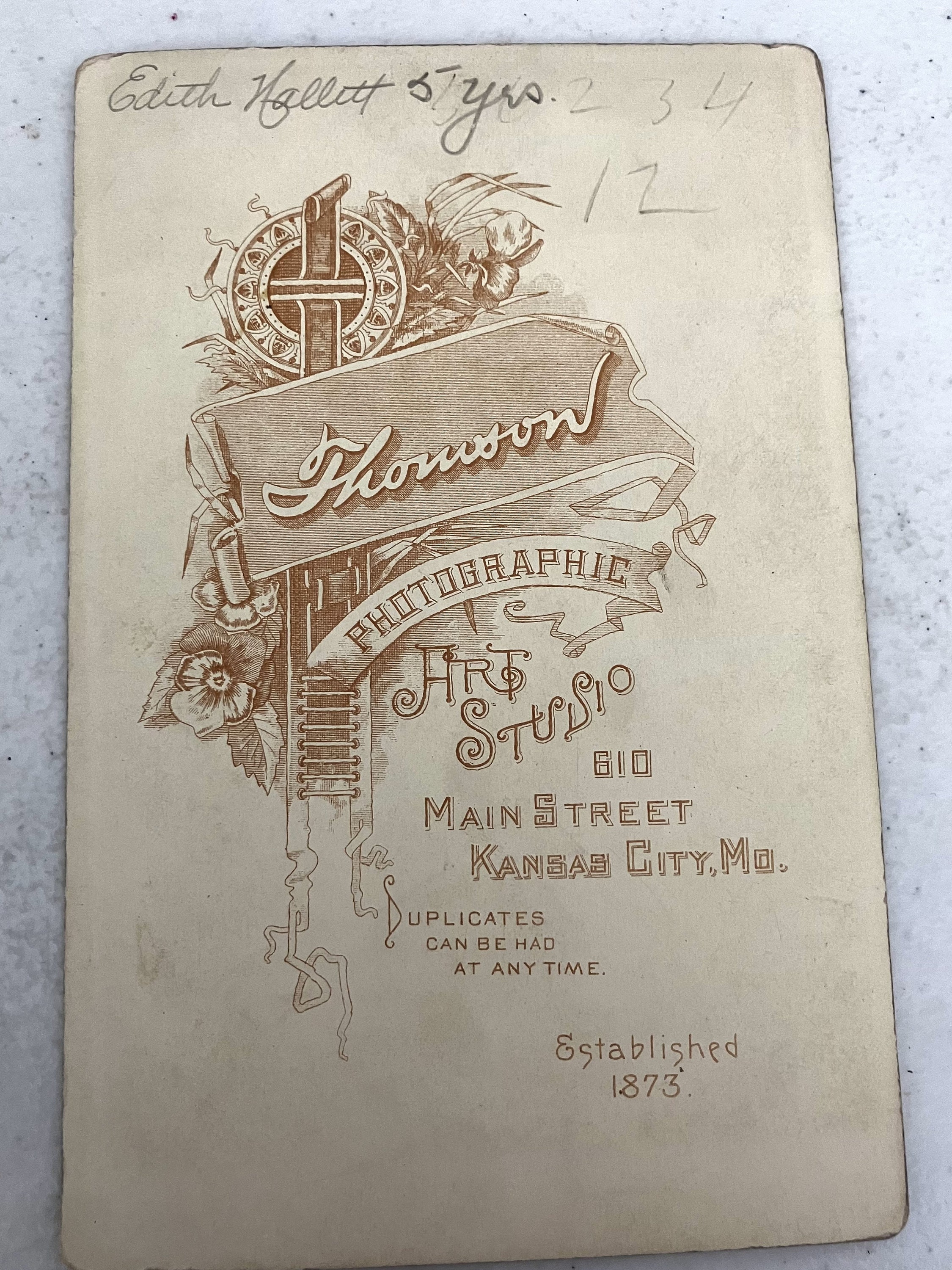 1800s Card Photo Beautiful Little Girl Thomson Photographic Art