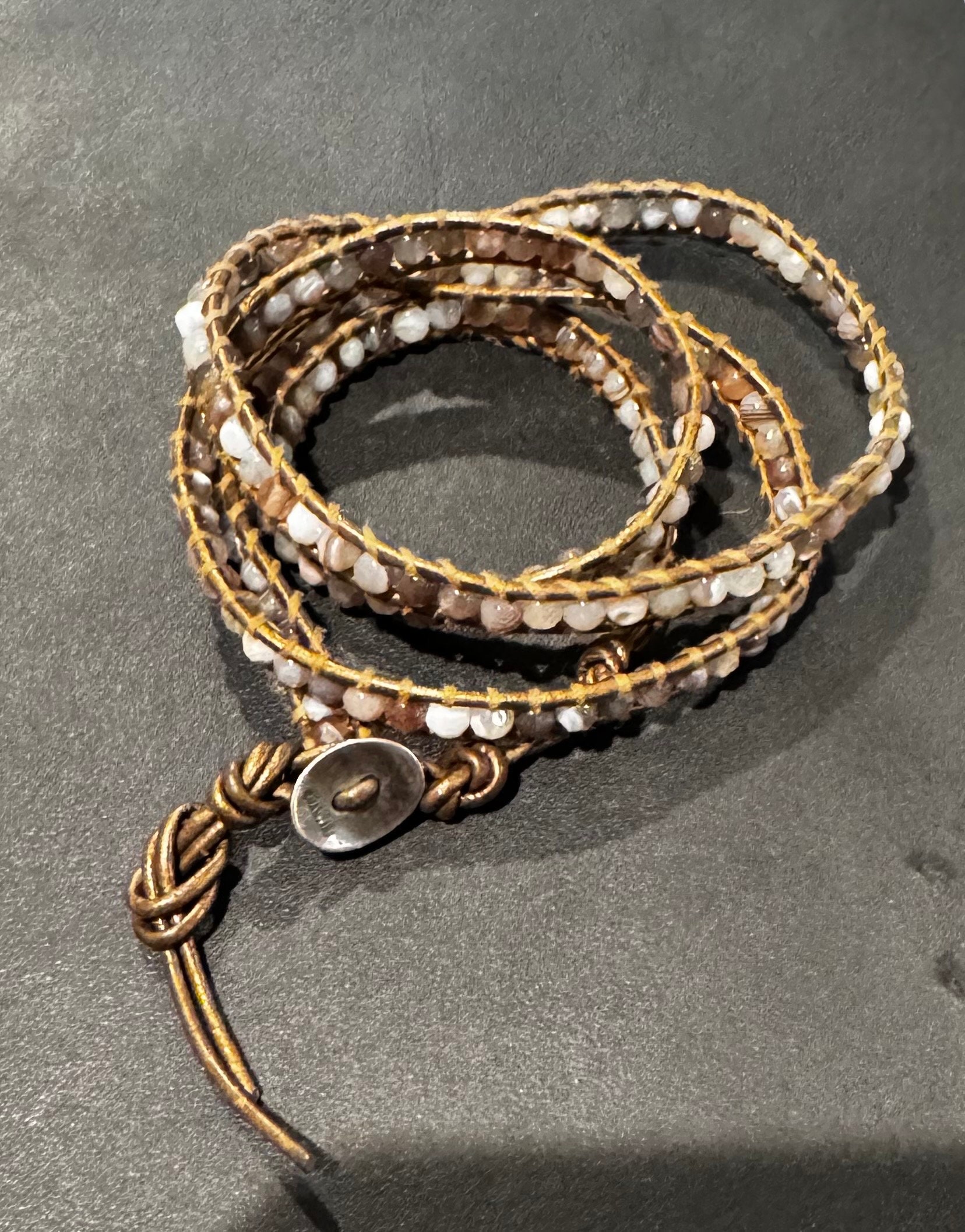 Wrap Bracelet Chan Luu Mix Leather Crystal Swarovski | White Bone 