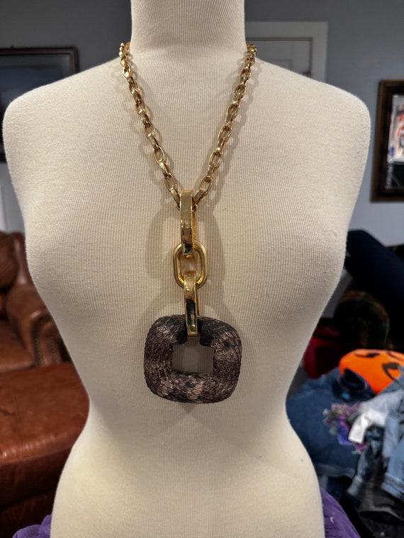 Kara Ross Snake Skin Pendant Necklace