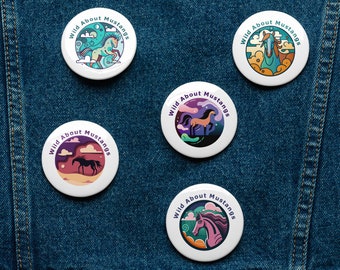 Wild About Mustangs - Set of pin buttons