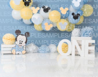 Baby Blau Mickey Cake Smash digitalen Hintergrund - nur digitale Datei!!