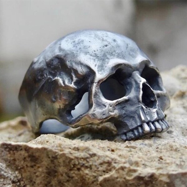 Gothic Human Skull Ring for Men | 316L Stainless Steel, Heavy Metal Ring, Punk, Motorcyclist Ring, Skulls