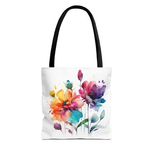 Watercolor Colorful Flower Tote Bag, Floral Tote Bag, Tote Bag, Hydrangea Bag, Watercolor Plant Tote Bag, Beach Tote Bag, Flower Tote Bag