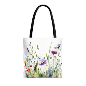 Watercolor Wild Floral Tote Bag, Eucalyptus Tote Bag, Flower Tote Bag, Art Bag, Floral  Tote Bag, Floral Art Tote Bag, Plant Bag