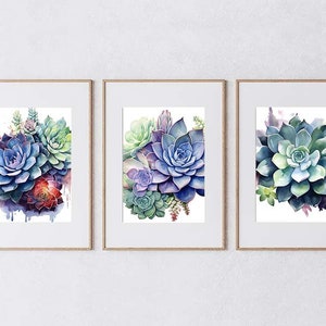 Desert Plant Art, Set of 3 Farmhouse Wall Art, Botanical Prints, Wildflower Art, Farmhouse Décor, Kitchen Wall Décor, Plant Wall Art