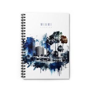 Miami Aquarell Notizbuch, Spiralblock mit linierten Linien, meistverkaufter Artikel, beliebtester Artikel, Trendartikel auf Etsy, Geschenkidee