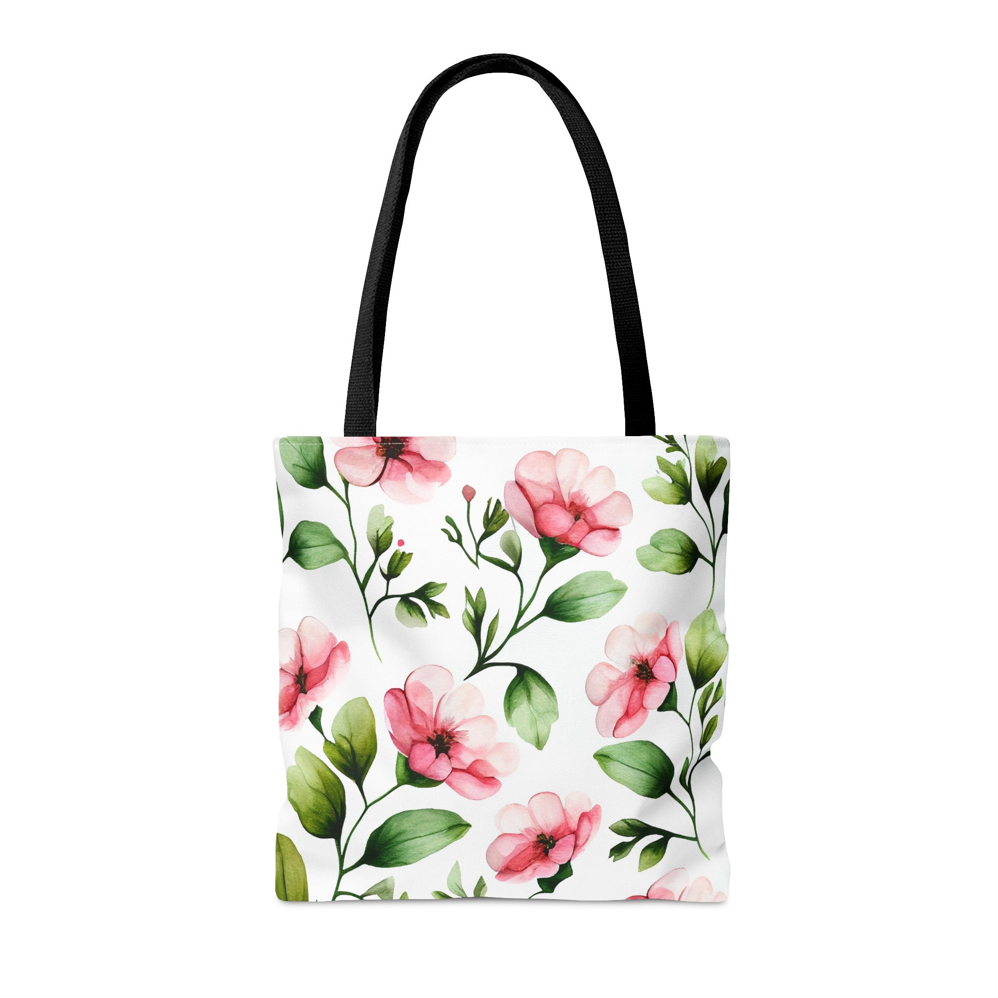 Watercolor Pink Flowers Tote Bag, Cute Flower Tote Bag, Art Tote Bag ...