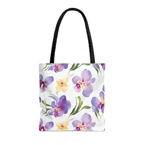 Watercolor Orchid Flower Tote Bag, Orchid Tote Watercolor Flowers Tote Bag, Orchid Tote Bag, Flower Tote Bag, Floral Tote Bag, Orchid Bag