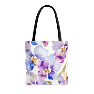 Watercolor Orchid Flower Tote Bag, Orchid Tote Watercolor Flowers Tote Bag, Orchid Tote Bag, Flower Tote Bag, Floral Tote Bag, Orchid Bag
