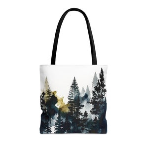 Watercolor Woods, Tote Bag (AOP), Nature Tote Bag, Artsy Tote Bag, Tote Bag for Nature, Aesthetic Tote, Woods Bag, Nature Watercolor Bag
