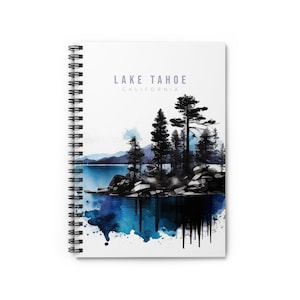 Lake Tahoe Watercolor Notebook, Spiral Notebook with Ruled Lines, Best Selling Item, Most Popular Item, Trending Item on Etsy, Gift Idea