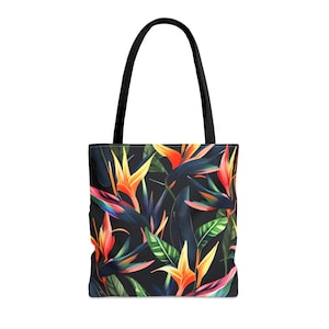 Watercolor Bird of Paradise Flowers Tote Bag, Tropical Tote Bag, Art Tote Bag, Art Bag, Watercolor Flower Tote Bag, Floral Tote Bag