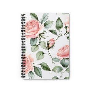 Aquarell-Rosen-Blumen-Notizbuch, Rosen-Notizbuch, Kunst-Spiral-Notizbuch, Aquarell-Blumen-Spiral-Notizbuch, rosa Rosen-Spiral-Notizbuch
