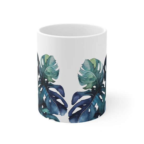 Watercolor Tropical Leaves Mug, Plant Art Mug, Floral Mug, Best Selling Item, Most Popular Item, Trending on Etsy, Gifts Birthday, Christmas