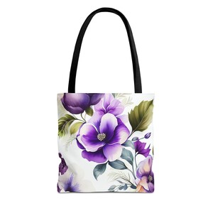 Watercolor Purple Flower Tote Bag, Floral Tote Bag, Tote Bag, Hydrangea Bag, Watercolor Plant Tote Bag, Beach Tote Bag, Flower Tote Bag