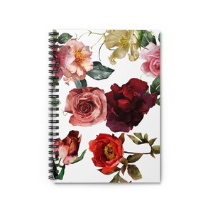 Aquarell-Rosen-Blumen-Notizbuch, Rosen-Notizbuch, Kunst-Spiral-Notizbuch, Aquarell-Blumen-Spiral-Notizbuch, rosa Rosen-Spiral-Notizbuch