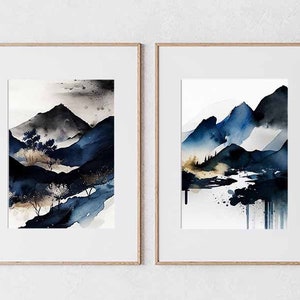 Watercolor Landscape Art, Set of 2 Farmhouse Wall Art, Digital art download, Nature Bedroom Wall prints, Farmhouse Décor, Kitchen Wall Décor