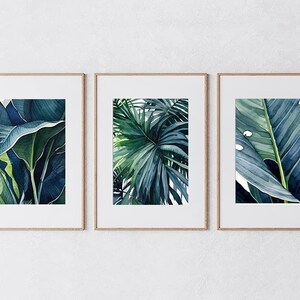 Tropical Leaves Art, Set of 3 Farmhouse Wall Art, Botanical Prints, Plant Art, Farmhouse Décor, Kitchen Wall Décor, Plant Wall Art, Digital