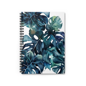 Watercolor Tropical Leaves Notebook, Plant Notebook, Art Hanging Plant Notebook, Tropical Leaves Spiral Notebook, Leaves Notebook