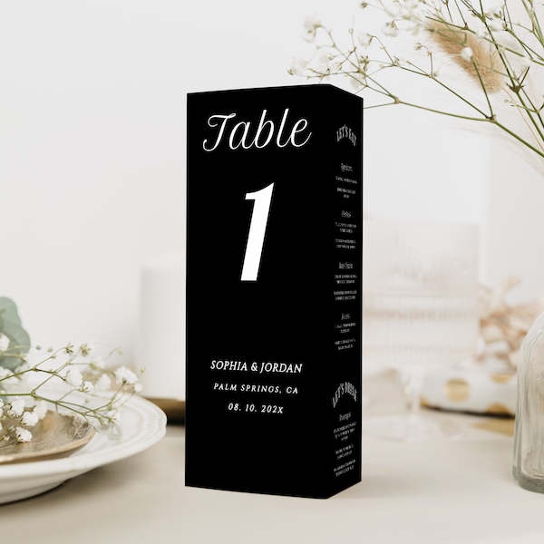 Modern Wedding Trifold Template, Modern Triangle Table Menu, Trifold Table Stand Table Number, Minimalist Table Thank You - #BW1
