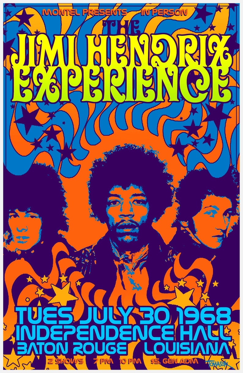 T-shirt Jimi Hendrix Experience Rock Music Winterland années 70 NEUF