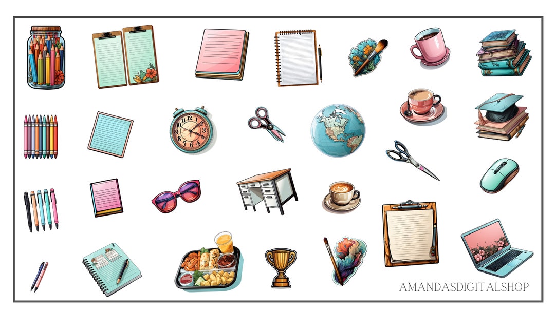 PDF Printable Everyday Stickers Aesthetic Digital Stickers Planner ...