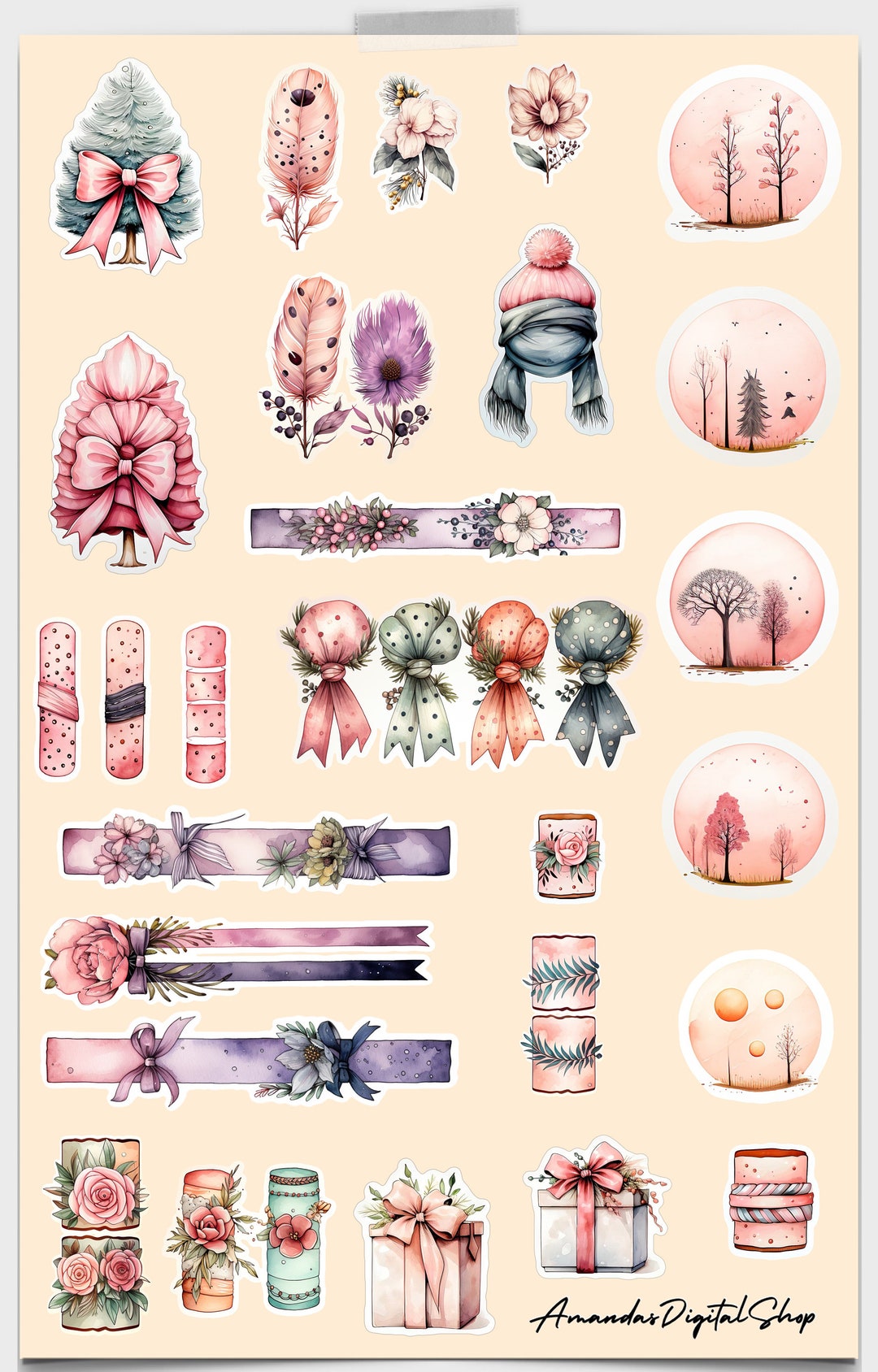 Goodnotes Stickers Watercolors Scrapbook Cut Digital Etsy