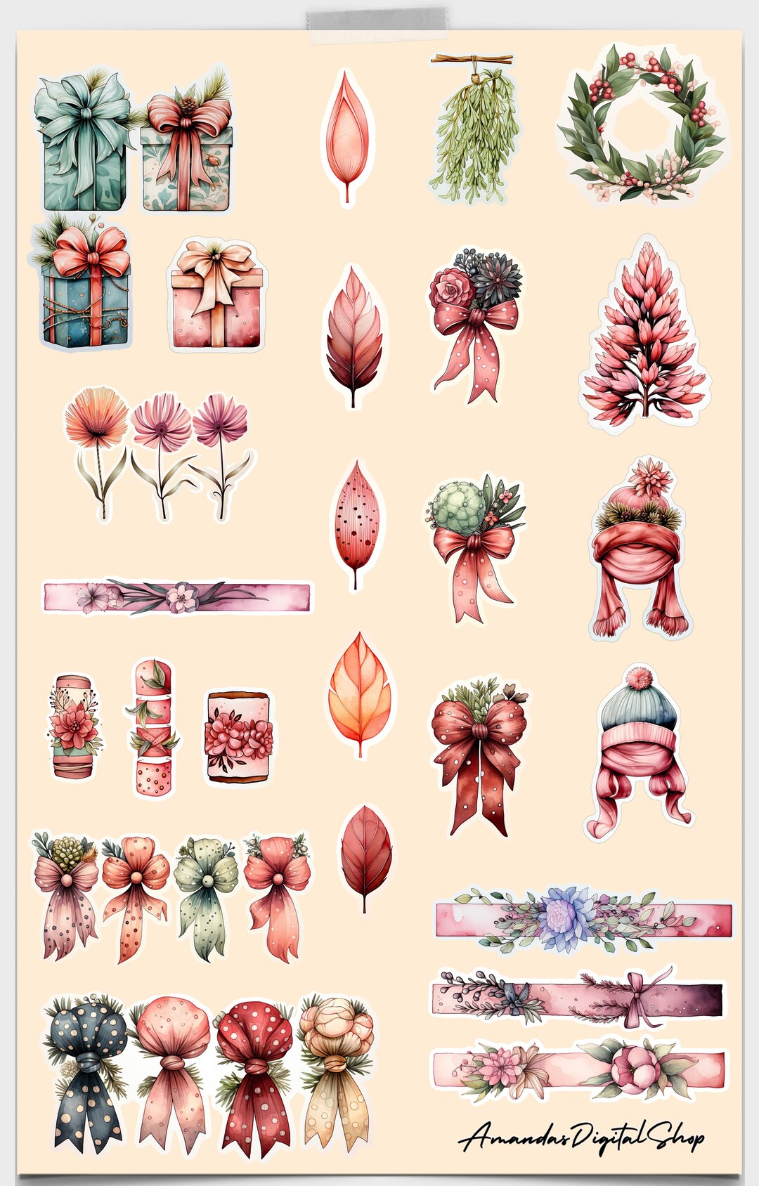 Goodnotes Stickers Watercolors Scrapbook Cut Digital Etsy