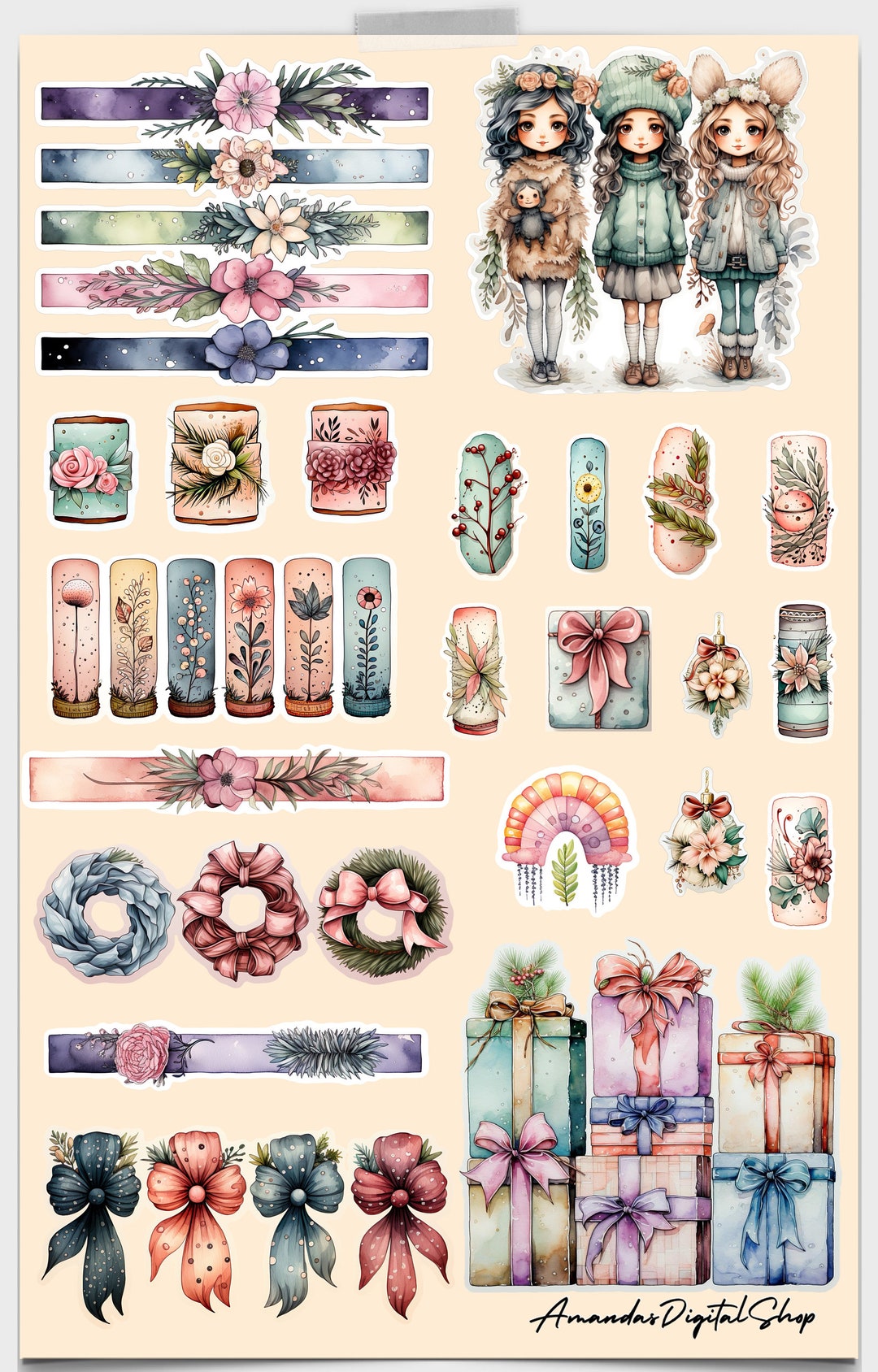 Goodnotes Stickers Watercolors Scrapbook Cut Digital Etsy