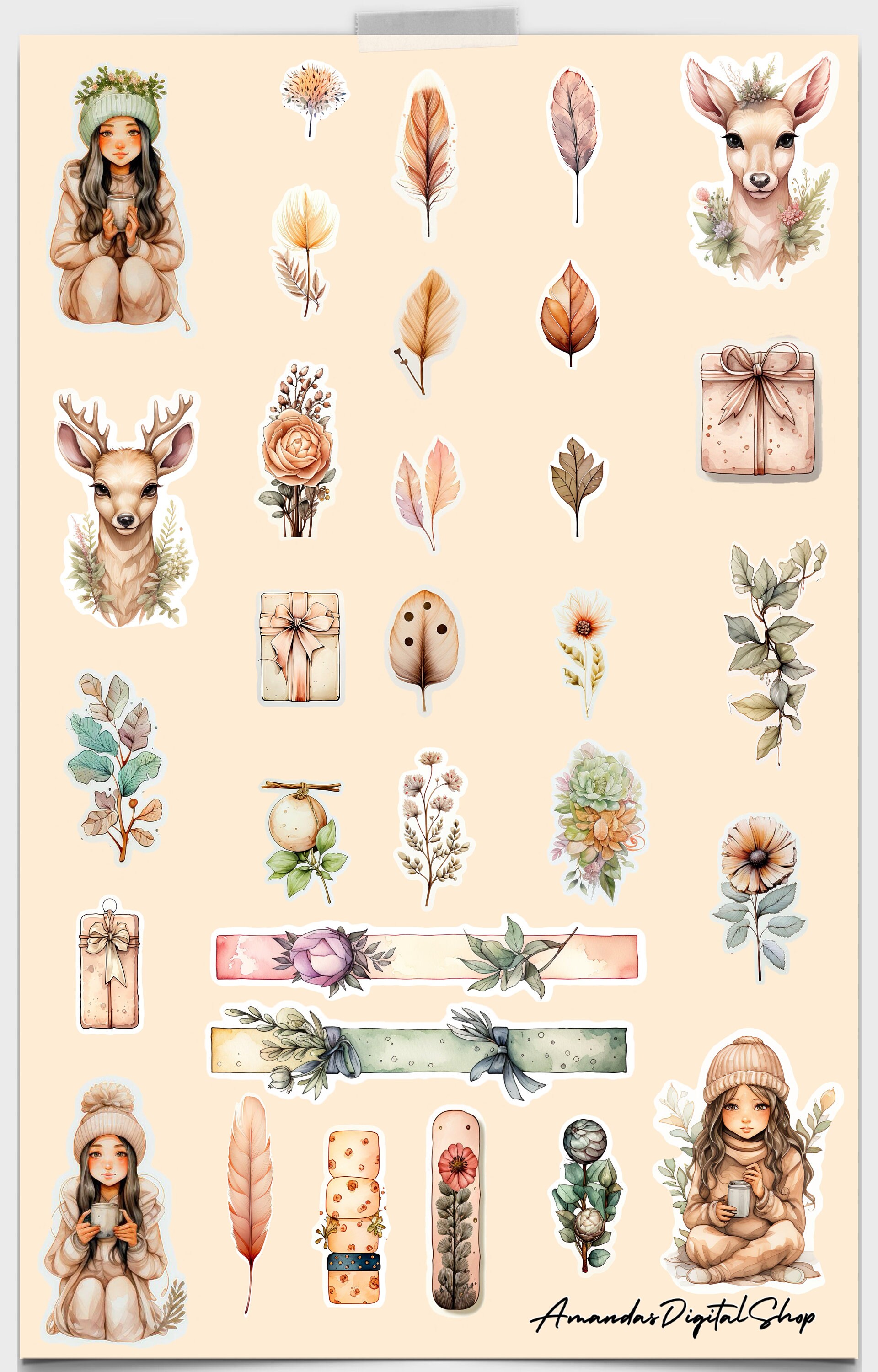 PDF Printable Fall Stickers Aesthetic Digital Stickers - Etsy