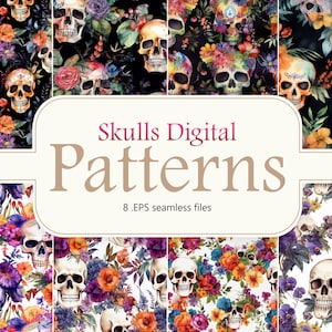 Digital skull pattern, Digital skull print paper.