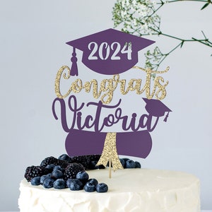 Cap Diploma Cake Topper - 2023 Custom - Premium Cardstock - Graduation Cake - Congrats Grad - College - School Colors - Party - Seniors 23