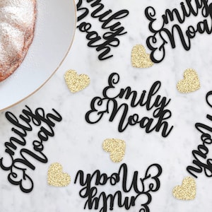 Name Confetti, Custom Cardstock Scatter, Wedding Party Table Decor, Anniversary Event, Engagement, Receptions, Pack of 10 Names & 20 Hearts