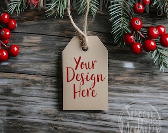 Christmas Tag Mockup, Blank Mock Up, Instant Digital Download Model Template Design Styled Stock Photo, Christmas Decoration Name Label Gift