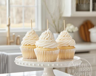 Cupcake Mockup, Birthday Blank White Dessert Mock Up, Instant Digital Download Topper Design Styled Stock Photo Party Boho Toothpicks, JPG