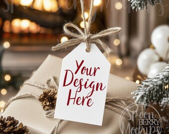 Tag Mockup, Blank Paper Mock Ups, Gift Tag Template, Christmas Decoration, Dye Sublimation, Print on Demand, Label Name Sticker, Logo Design