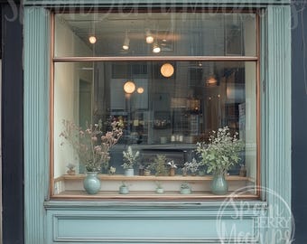 Store Front Mockup, Window Blank Mock Up, Instant Digital Download, Template Design Styled Stock Photo, Vinyl Decal Shop Address Hours Name