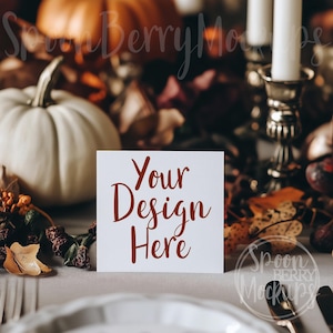 Mockup de cartão de lugar de mesa, mockup de placa em branco, download digital instantâneo, design de modelo de modelo, foto de estoque estilizada, casamento de outono, arte de Halloween