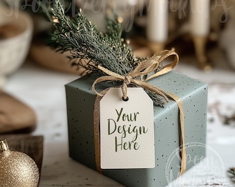 Tag Mockup, Blank Paper Mock Ups, Gift Tag Template, Christmas Decoration, Present Mockup, Print on Demand, Label Name Sticker, Logo Design