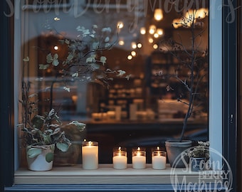 Store Front Mockup, Window Blank Mock Up, Instant Digital Download, Template Design Styled Stock Photo, Vinyl Decal Shop Address Hours Name